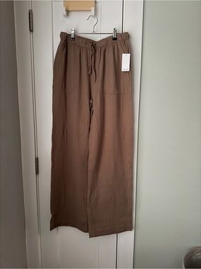 NWT Splendid Cotton Gauze Beach Pants Wide Leg (Brown | XS)